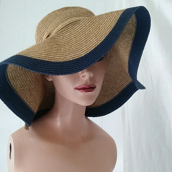 Wonderful fashion Accessories - Vintage Beach floppy hat Navy